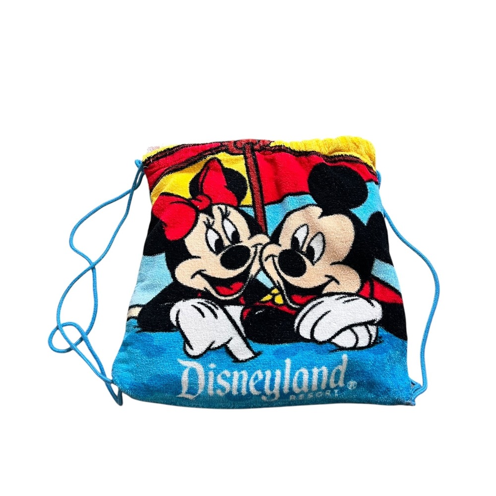 Disneyland Resort Mickey Minnie Goofy Donald Beach Towel Drawstring Backpack Bag